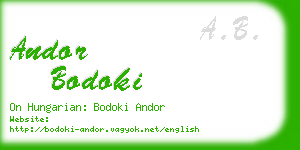 andor bodoki business card